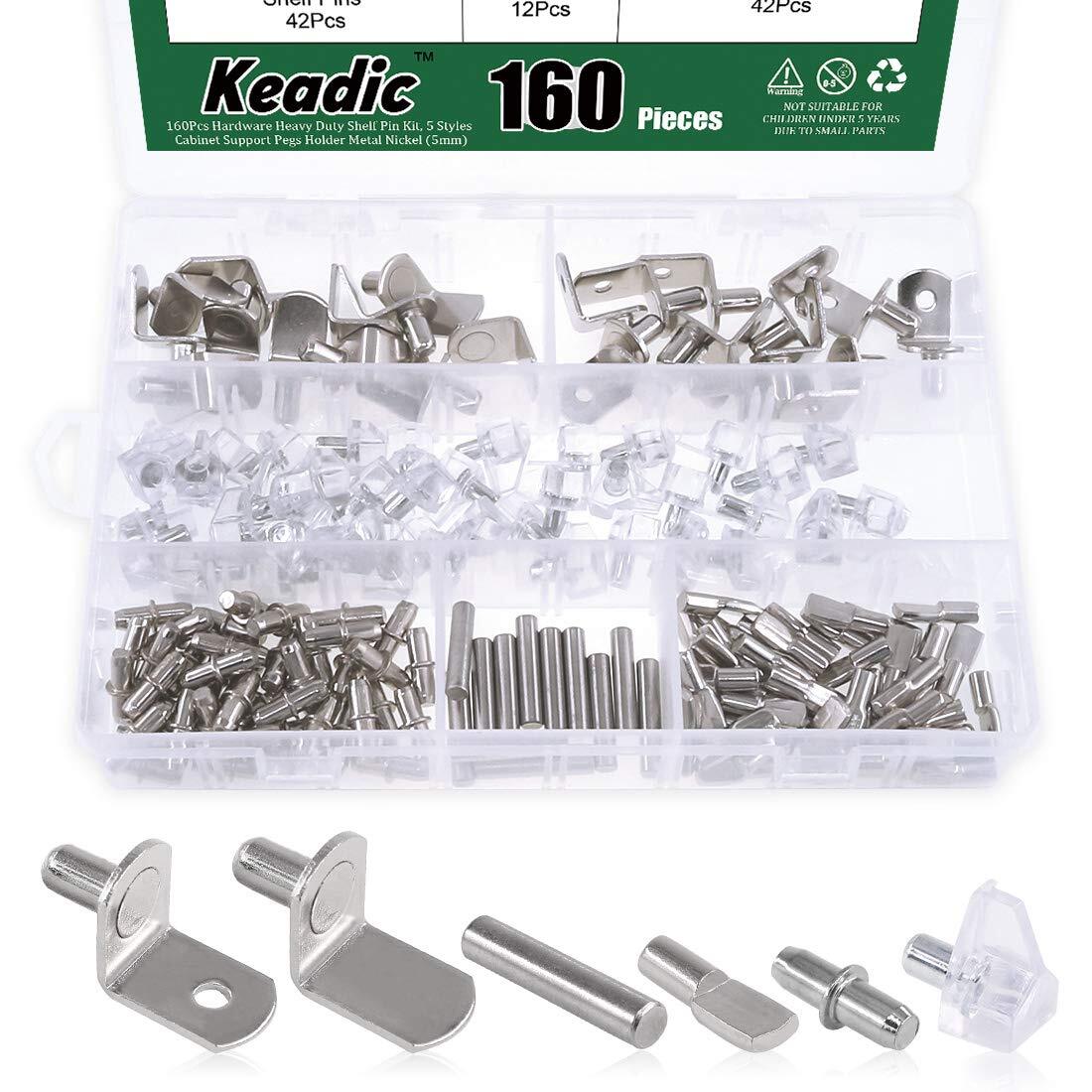 160-Piece Heavy Duty Shelf Pin Kit - 5-Style Cabinet Support Pegs for Sturdy Storage Solutions