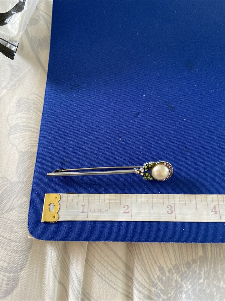 VINTAGE ART DECO JEWELLERY DIAMANTE / PASTE SUFFRAGETTE COLOUR BROOCH