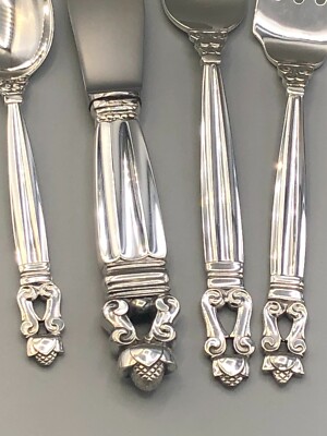 Georg Jensen Acorn Sterling Silver 4 piece Place Setting, gently