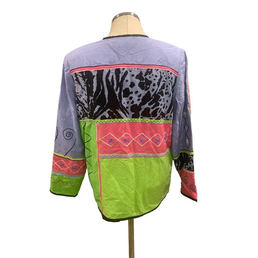 Small Petite Women's Oversize Patchwork Artsy Jac… - image 5