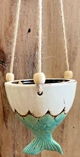 Mermaid Garden Hanging Planter/Pot 5" x 5.8" (plus 20" rope)