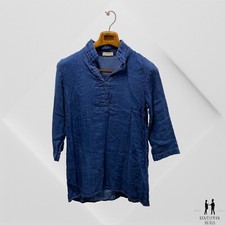 CP Shades Size XS Linen Cotton Blue Denim Look Tunic Blue Gauze Long Sleeve