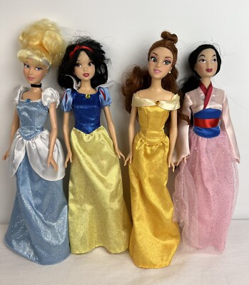 Disney Princesses CINDERELLA SNOW WHITE BELLE MULAN Barbie Dolls Lot of ...