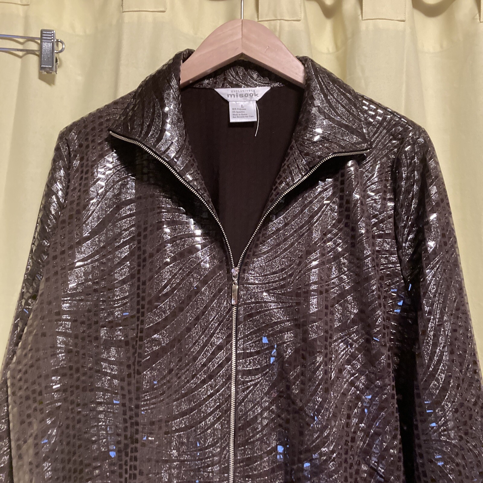 Exclusively Misook Brown Sequin Jacket Zip Front … - image 6