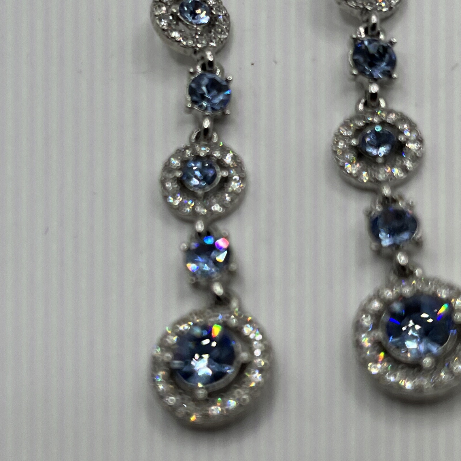 Givenchy Signed Blue Rhinestone Dangle Leverback … - image 6