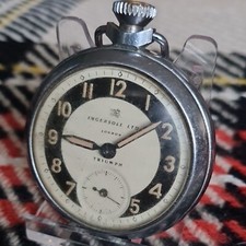 Vintage metal Ingersoll Pocket Watch c1970 Working b1