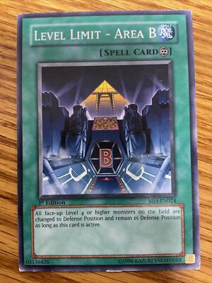 yugioh card levels YUGIOH! 1-LEVEL LIMIT-AREA B-COMMON-1ST EDITION-SD3-EN024 Sacrifice Level-Up - Battles of