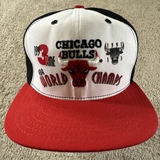 Vtg Chicago Bulls Hat Cap Men White Black Snapback Pro Model New Era USA 90s