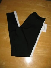 NWT Utopia By HUE Pull On Leggings Black w/White Stripe Size S