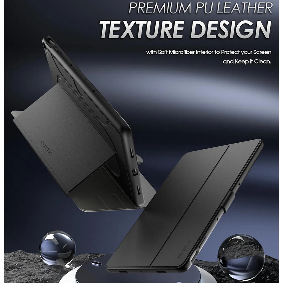 For Google Pixel Tablet 2023 Case Poetic Explorer Magnetic Folio Stand Black - Image 3 of 4