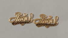 New 14k Yellow Gold Angel Written Earrings