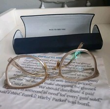 Warby Parker 3666 Eyeglasses Gold Metal Tan Frame 52-19-140 With Eyeglasses Case