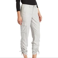 Lauren Ralph Lauren Womens Linen Blend Cargo Ankle Pants Size 14 White NWT