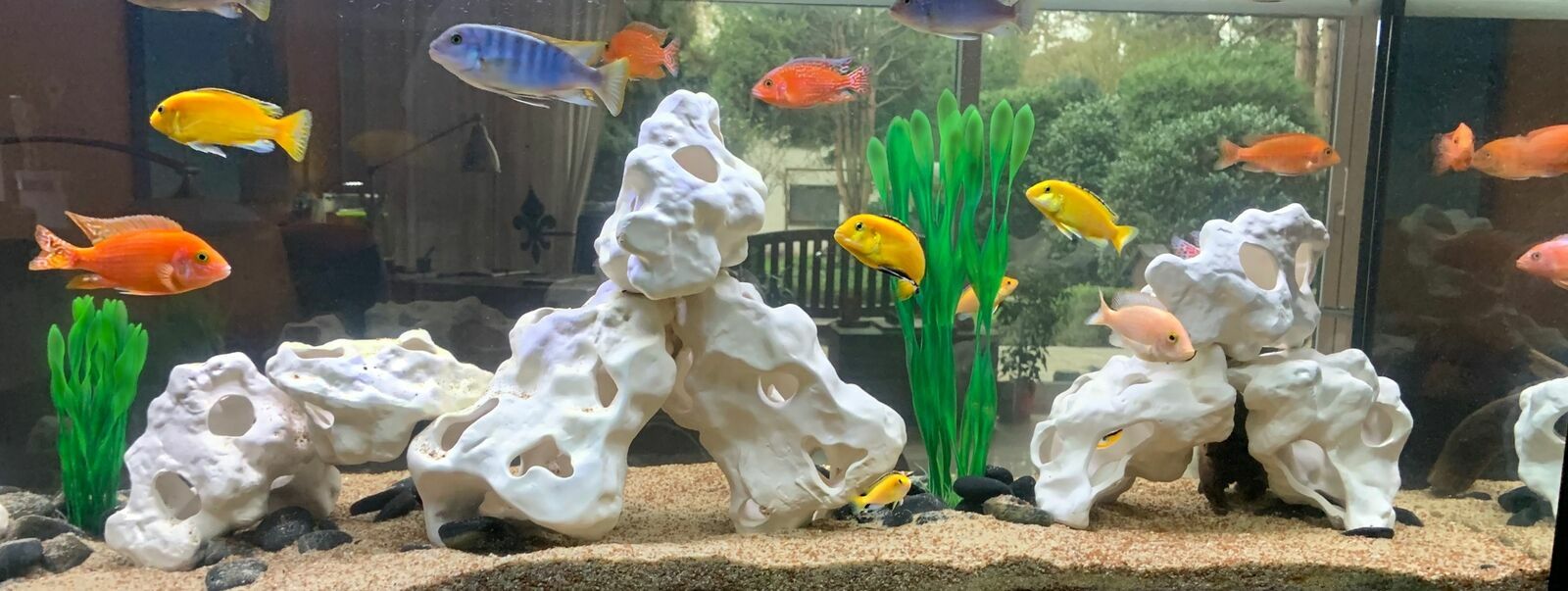 Aquarium Deko Leichtes 🐟 LOCHGESTEIN SET 🐟 Lava Felsen Terrarium Höhle Zubehör