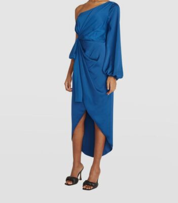 amur blue dress Pia Pleated Midi Dress
