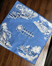 Vintage Handkerchief hankie "Clock Strikes a Century" Chicago IL 1852-1952