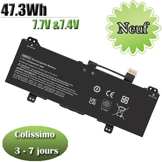 Batterie pour HP Chromebook 14 G5 GM02XL HSTNN-DB7X 14-CA000NA 7.7V 47Wh