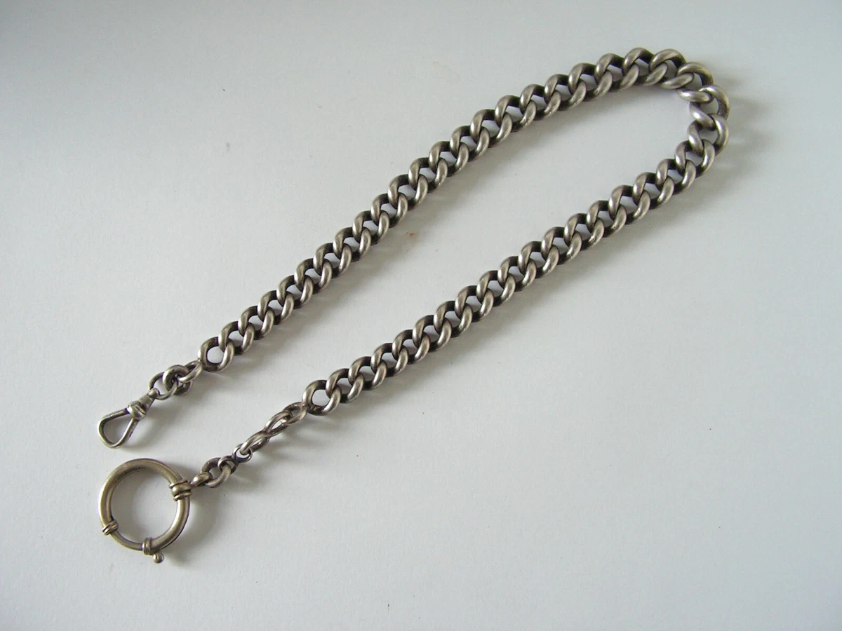 Solid sterling silver pocket watch chain sale