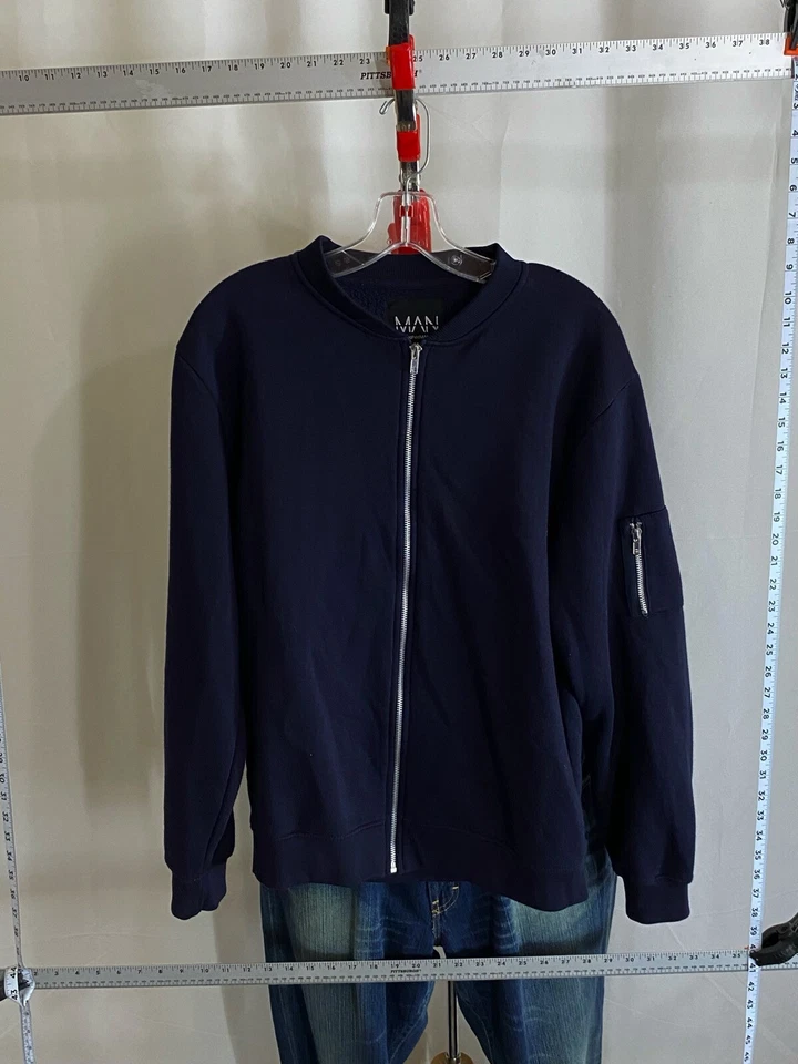 SUÉTER Boohoo Hombre Azul con Cremallera Grande L  Foto 2 de 4