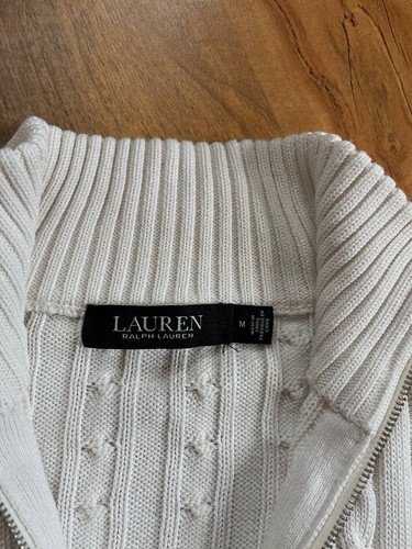Ralph Lauren Black Label White Ivory Cable Knit Cotton/Cashmere Sweater M - Picture 14 of 19