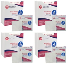 Sterile Non-woven Sponges Disposable, Dynarex, 3364, 4x4, 4-Ply, 100 Pouches