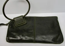 Nino Bossi leather wallet wristlet loop olive army green gray floral interior