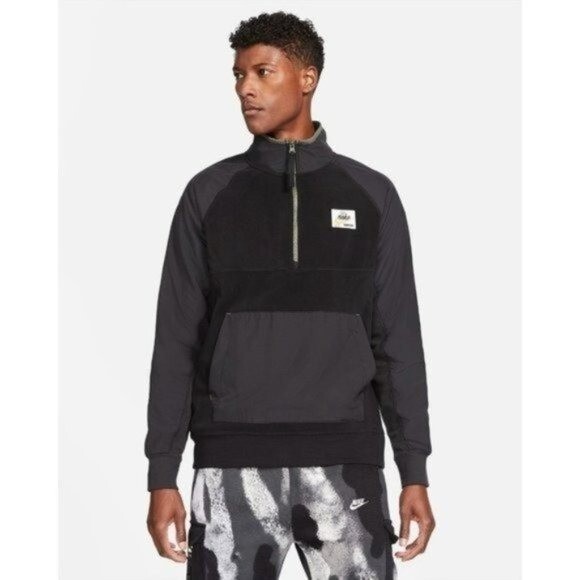 SACAI X NIKE Nike Sportswear 1 2 Zip Pullover in Pile Uomo Taglia Small Noir DD8968 010 Nuovo