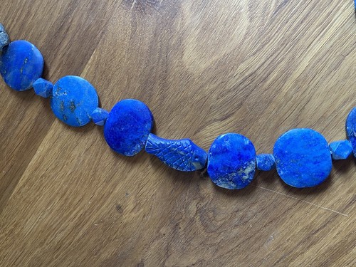 Large Hand Cut Lapis Lazuli Necklace Ethnic Style heavy by Manguette circa 1990 - Picture 8 of 14