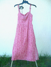 AUW HIPPIE LOOK PRAIRIE TINY FLORAL M  S EMPIRE WAIST RUFFLE STRAP DRESS RUST