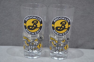 2x Brooklyn Brewery One Pint 20oz Bierglas Farbe Logo New York gebraucht sehr guter Zustand M23