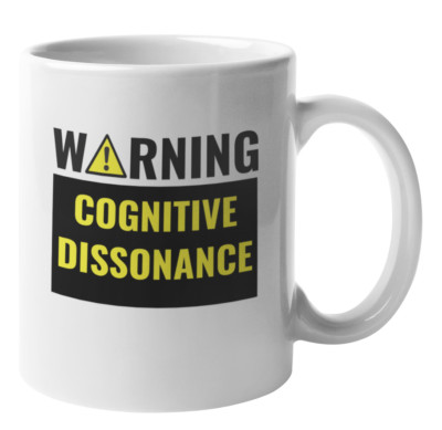 Warning, Cognitive Dissonance. Funny Geeky Coffee & Tea Gift Mug