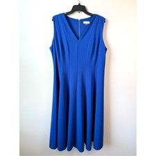 Calvin Klein V-Neck Scuba Crepe Sleeveless Midi Dress Royal Blue 18W Plus Size