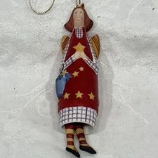 Lang and Wise Collectibles 1998 “Angels Red Coat” Ornament Ellen Stouffer 1st Ed