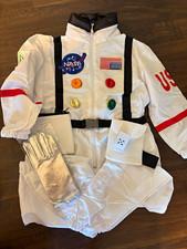 LANGXUN Astronaut Kids Costume Complete Outfit 6/8 White Polyester Stretch
