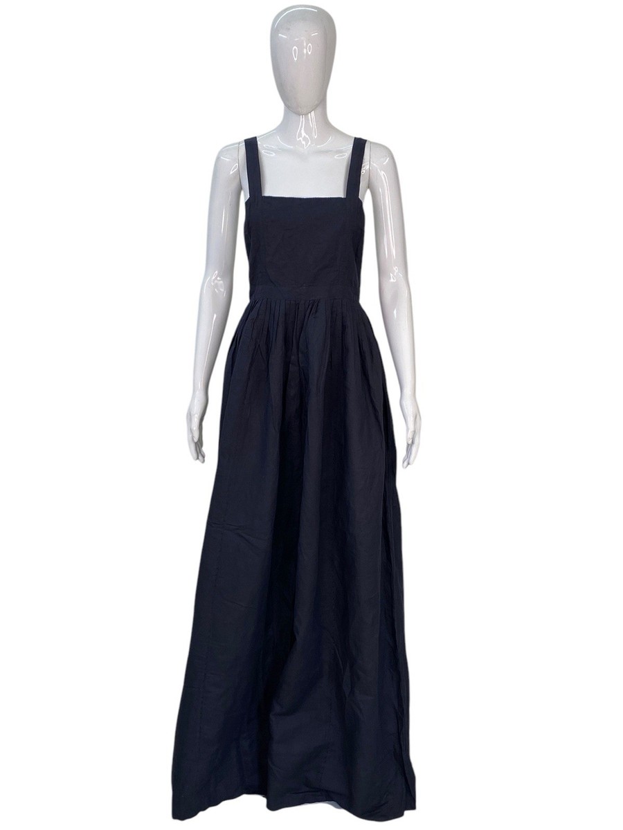 Ulla Johnson Womens Black Pleated Cotton Linen Zipper Jumpsuit