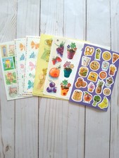 Vintage Hallmark and AGC Stickers House Butterfly Bear Food Flowers - 7 Sheets