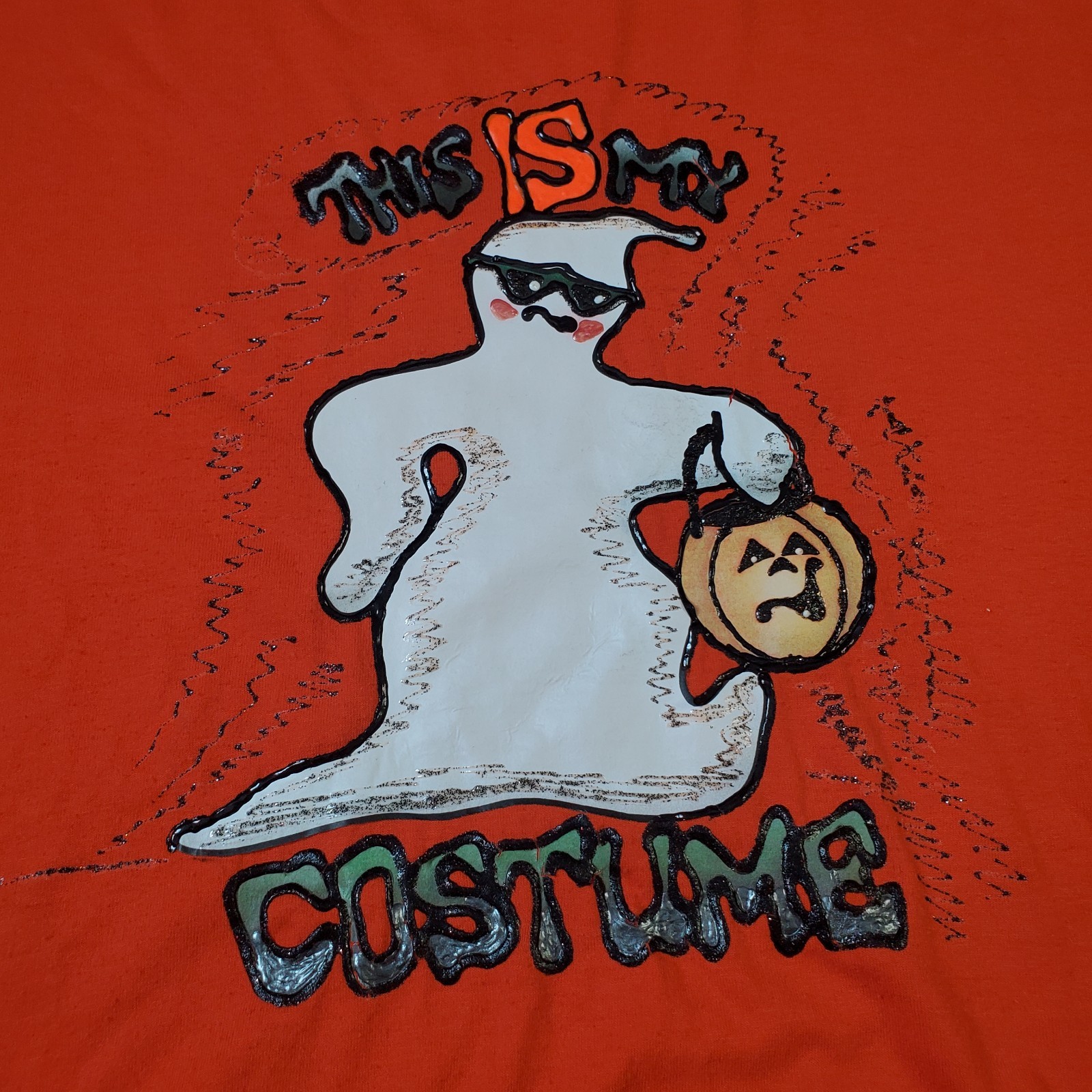 Vintage T Shirt This Is My Costume Halloween Ghost XL Made in USA Jerzees