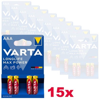 15x 4er Blister Varta LONGLIFE Max Power Batterien AAA Micro HR03 1,5V Batterien