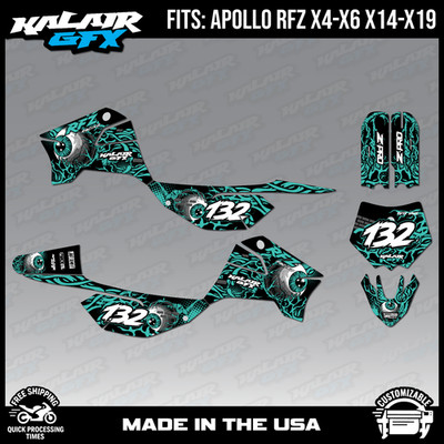 Graphics Kit for Apollo RFZ X4 X5 X6, X14 to X19 Core Series - Teal