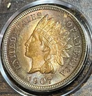 1907 INDIAN HEAD ONE CENT UNCIRCULATED RB 4 DIAMONDS