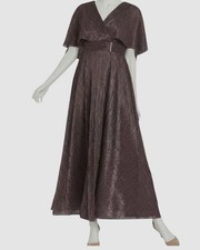 R & M Richards Women's Purple Crinkle Pleated Caplet Gown Dress Sz 12