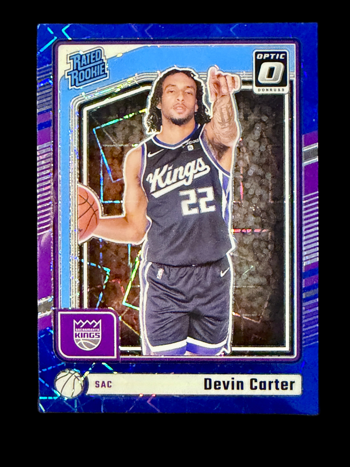 2024-25 Panini Donruss Optic Devin Carter Rated Rookie #290 Blue Velocity Prizm