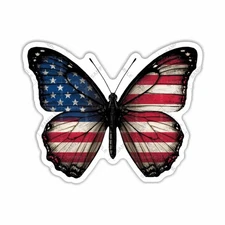 Butterfly USA Flag Sticker,  Peel N' Stick, Different sizes