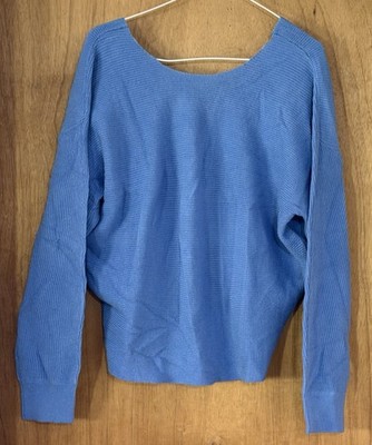 Mango Basics Open Back Sweater Size Small Blue