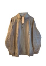 Goodfellow  Co Men's Quilted Diamond Pattern 1/4 Snap Pullover Off White