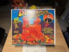 Vintage Tim Mee Toys Dinosaur Mountain Playset W/ Box, Dinos, Cavemen Made USA