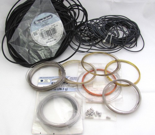 Beadalon Memory Wire Lot Neoprene Black Wire Cover 2 sizes Cone Ends Mixed Sizes