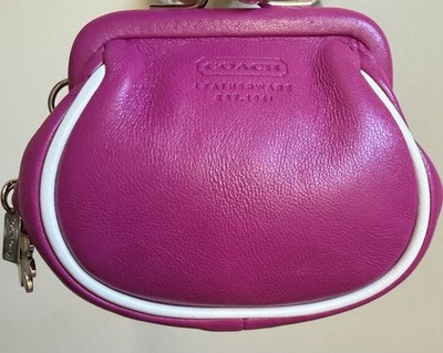 COACH PINK LEATHER MINI KISSLOCK COIN PURSE BAG CHARM FOB | eBay