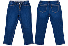 Chico s Girlfriend Jeans Size 2.5 14/16 Perfect Stretch Slim Leg Ankle Dark Wash