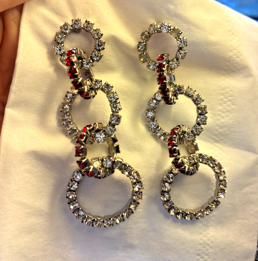 SIMULATED RUBY & SIMULATED DIAMOND VINTAGE LONG D… - image 2